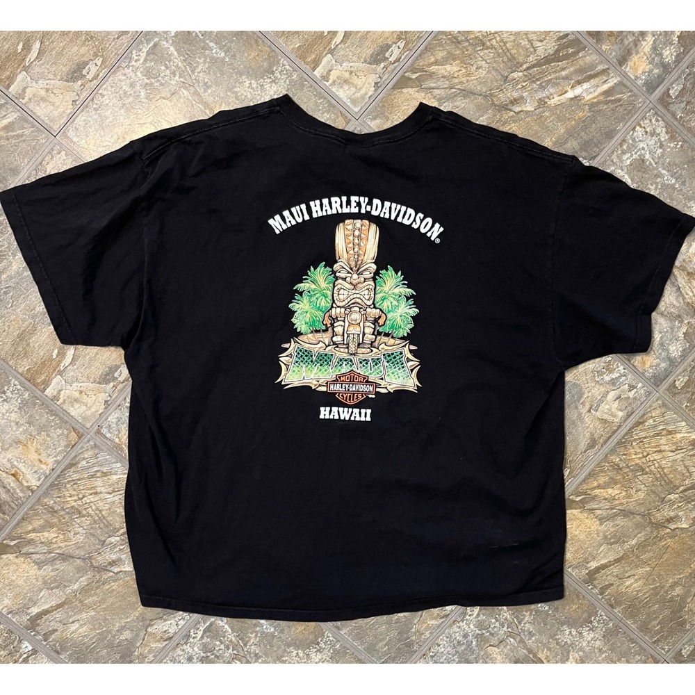 Harley-Davidson T-Shirt Mens 3XL Black Maui Hawaii Tiki Graphic Cycle City